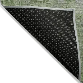 3' X 5' Fern Green Oriental Washable Indoor Outdoor Area Rug