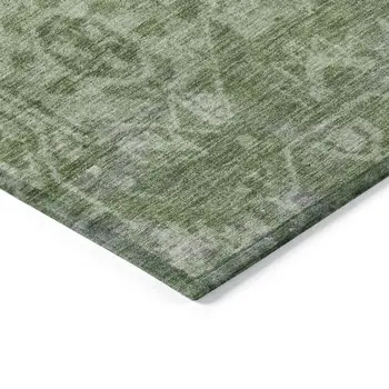3' X 5' Fern Green Oriental Washable Indoor Outdoor Area Rug