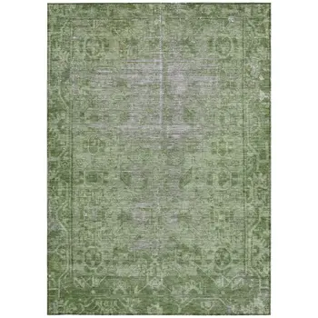 5' X 8' Fern Green Oriental Washable Indoor Outdoor Area Rug