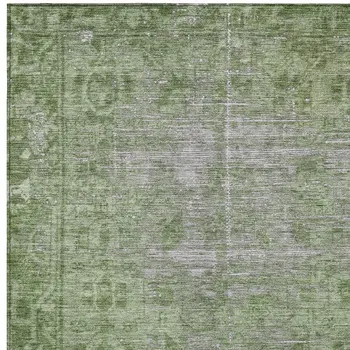 8' X 10' Fern Green Oriental Washable Indoor Outdoor Area Rug