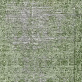 10' X 14' Fern Green Oriental Washable Indoor Outdoor Area Rug