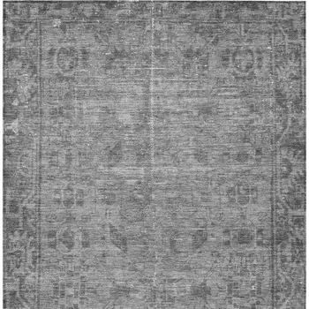 10' X 14' Gray Oriental Washable Indoor Outdoor Area Rug