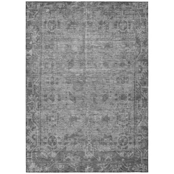 10' X 14' Gray Oriental Washable Indoor Outdoor Area Rug