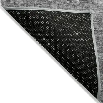 10' X 14' Gray Oriental Washable Indoor Outdoor Area Rug