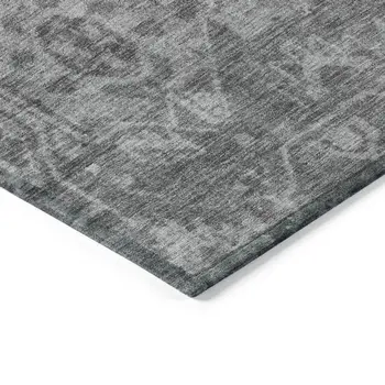 10' X 14' Gray Oriental Washable Indoor Outdoor Area Rug