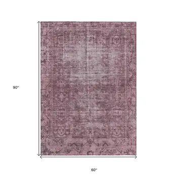 5' X 8' Merlot Oriental Washable Indoor Outdoor Area Rug