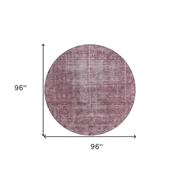 8' Merlot Round Oriental Washable Indoor Outdoor Area Rug
