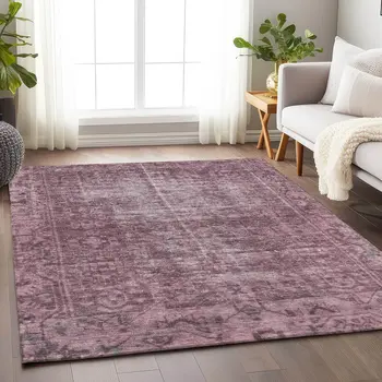 8' X 10' Merlot Oriental Washable Indoor Outdoor Area Rug