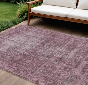 9' X 12' Merlot Oriental Washable Indoor Outdoor Area Rug