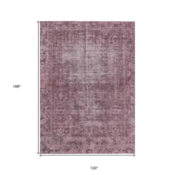 10' X 14' Merlot Oriental Washable Indoor Outdoor Area Rug