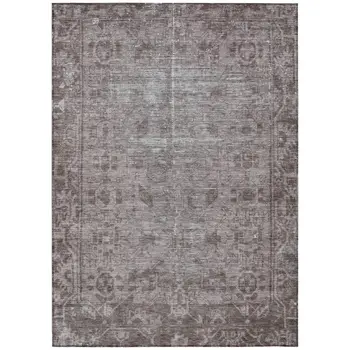 5' X 8' Brown Oriental Washable Indoor Outdoor Area Rug