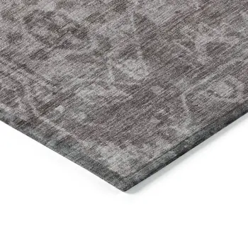5' X 8' Brown Oriental Washable Indoor Outdoor Area Rug