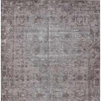 8' X 10' Brown Oriental Washable Indoor Outdoor Area Rug