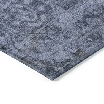 3' X 5' Navy Blue Oriental Washable Indoor Outdoor Area Rug