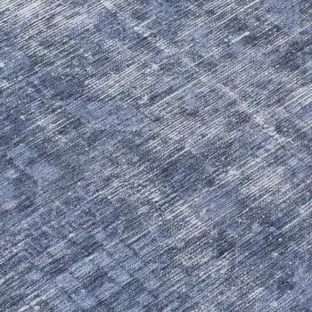8' Navy Blue Round Oriental Washable Indoor Outdoor Area Rug