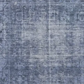 9' X 12' Navy Blue Oriental Washable Indoor Outdoor Area Rug