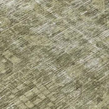 8' Olive Green Round Oriental Washable Indoor Outdoor Area Rug