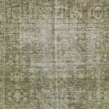 8' X 10' Olive Green Oriental Washable Indoor Outdoor Area Rug