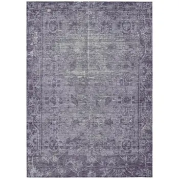 9' X 12' Purple Oriental Washable Indoor Outdoor Area Rug