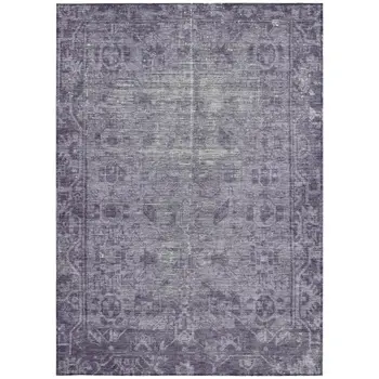 9' X 12' Purple Oriental Washable Indoor Outdoor Area Rug