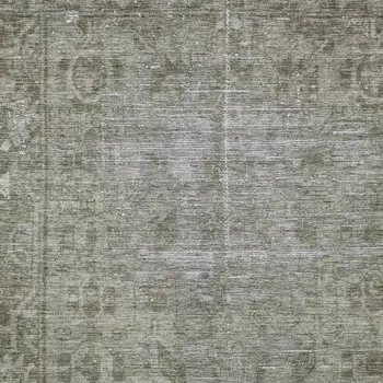 8' X 10' Taupe Oriental Washable Indoor Outdoor Area Rug