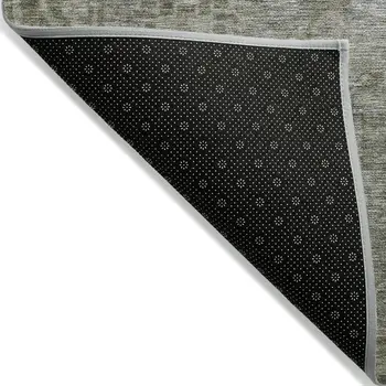9' X 12' Taupe Oriental Washable Indoor Outdoor Area Rug