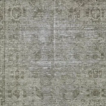 9' X 12' Taupe Oriental Washable Indoor Outdoor Area Rug
