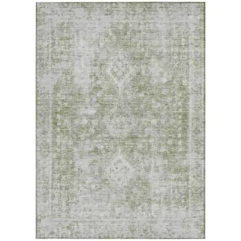 8' X 10' Artichoke Green Oriental Washable Indoor Outdoor Area Rug