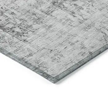 9' X 12' Charcoal Oriental Washable Indoor Outdoor Area Rug