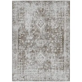 9' X 12' Chocolate Oriental Washable Indoor Outdoor Area Rug
