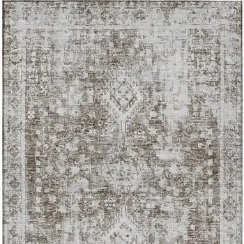 10' X 14' Chocolate Oriental Washable Indoor Outdoor Area Rug