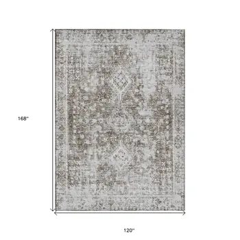10' X 14' Chocolate Oriental Washable Indoor Outdoor Area Rug