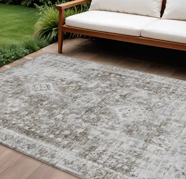 10' X 14' Chocolate Oriental Washable Indoor Outdoor Area Rug