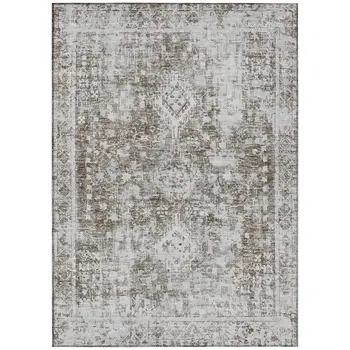 10' X 14' Chocolate Oriental Washable Indoor Outdoor Area Rug