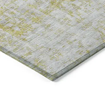 5' X 8' Gold Oriental Washable Indoor Outdoor Area Rug
