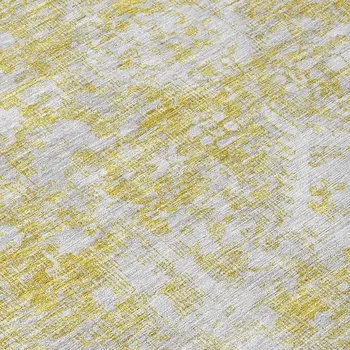 8' Gold Round Oriental Washable Indoor Outdoor Area Rug