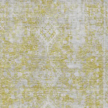 10' X 14' Gold Oriental Washable Indoor Outdoor Area Rug