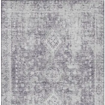 8' X 10' Plum Oriental Washable Indoor Outdoor Area Rug