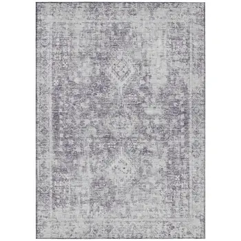 8' X 10' Plum Oriental Washable Indoor Outdoor Area Rug
