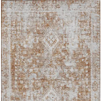 5' X 8' Terra Cotta Oriental Washable Indoor Outdoor Area Rug