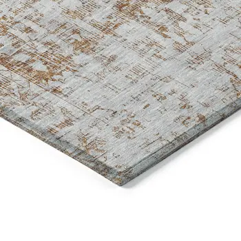 5' X 8' Terra Cotta Oriental Washable Indoor Outdoor Area Rug
