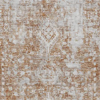 5' X 8' Terra Cotta Oriental Washable Indoor Outdoor Area Rug