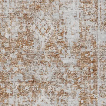 9' X 12' Terra Cotta Oriental Washable Indoor Outdoor Area Rug