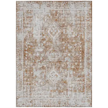 10' X 14' Terra Cotta Oriental Washable Indoor Outdoor Area Rug