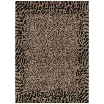8' X 10' Brown Animal Print Washable Indoor Outdoor Area Rug