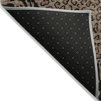 9' X 12' Brown Animal Print Washable Indoor Outdoor Area Rug