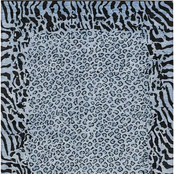 3' X 5' Blue Animal Print Washable Indoor Outdoor Area Rug