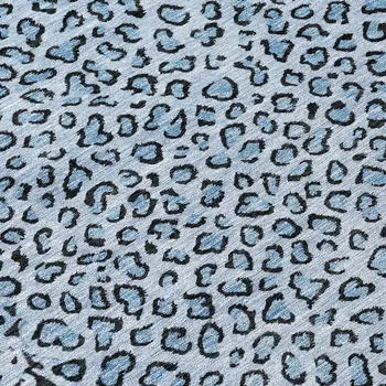 8' Blue Round Animal Print Washable Indoor Outdoor Area Rug