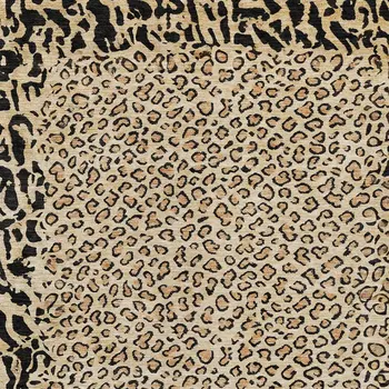 3' X 5' Gold Animal Print Washable Indoor Outdoor Area Rug
