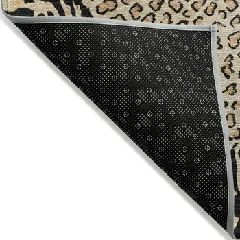 10' X 14' Gold Animal Print Washable Indoor Outdoor Area Rug